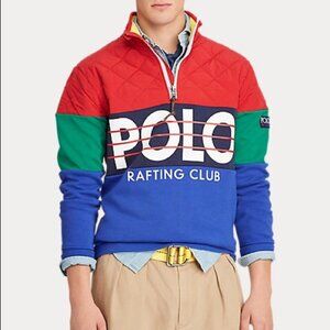 POLO Ralph Lauren Rafting Club HiTech 1/4 Zip Quilted Colorblock Sweater L